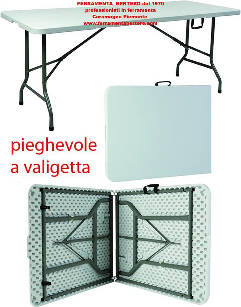 TAVOLO TITO PIEGHEVOLE A VALIGETTA 180 X 74 X 74h